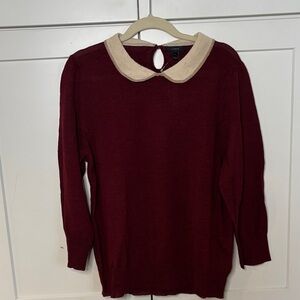 J. Crew Maroon Top with Beige Collar